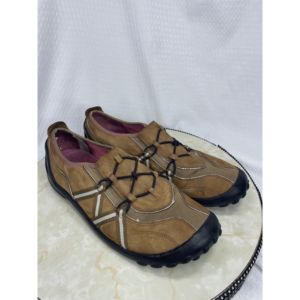 Clarks Privo Suede Slip On Walking Loafers Womens 10 Brown Slip On Bungee Shoes